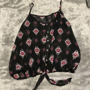 Sheer tie-front tank top